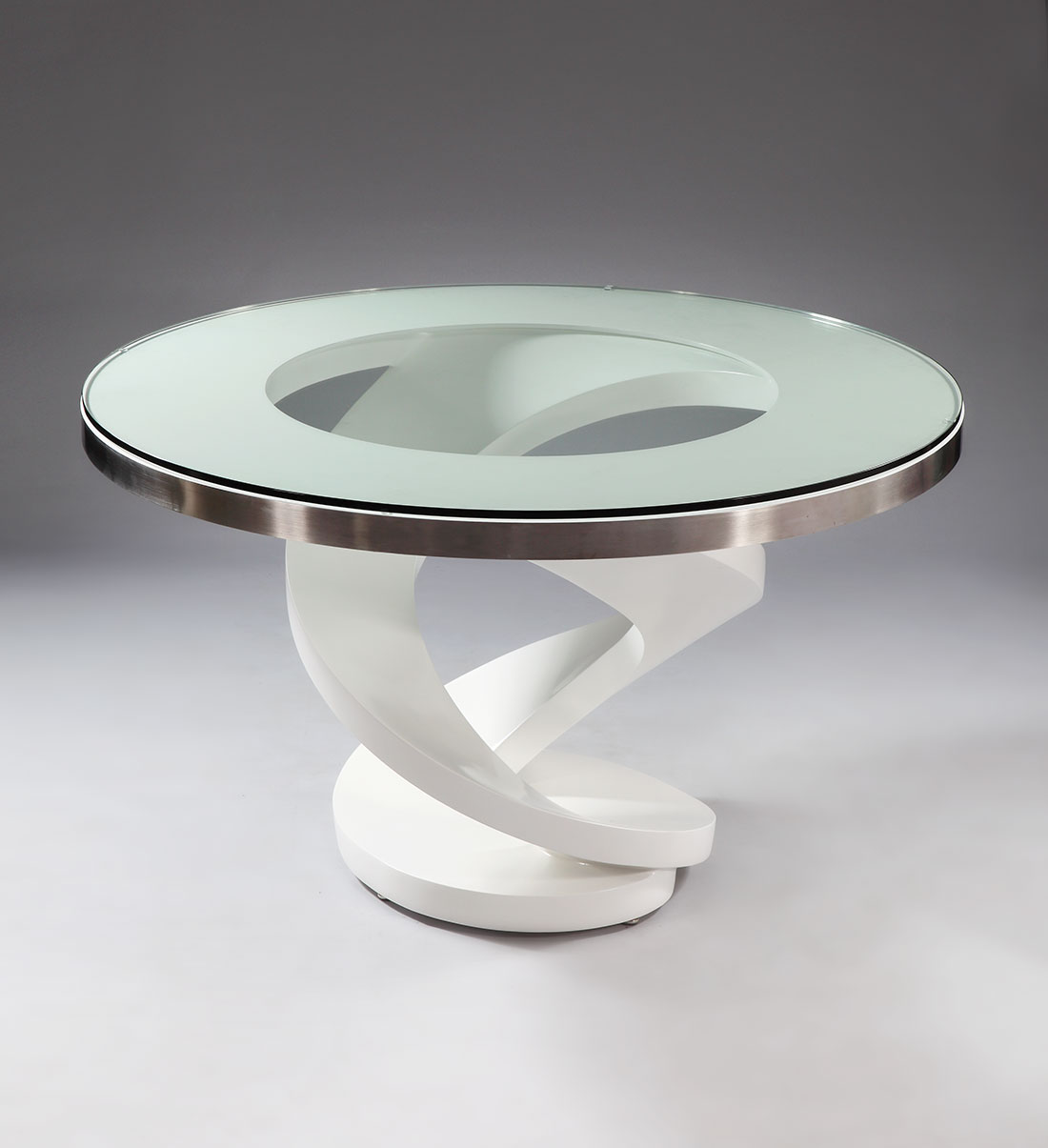 Atelier Fleur Round Dining White Glass Table